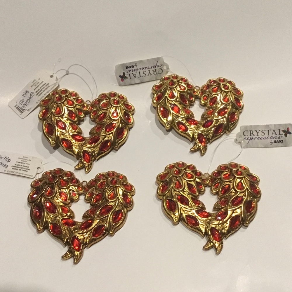 Crystal Expressions by Ganz Set of 4 decorations Gold tone